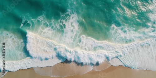 Gorgeous drone photo of white waves in tropical waters