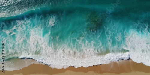 Gorgeous drone photo of white waves in tropical waters