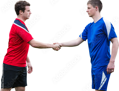 Team players shaking hands