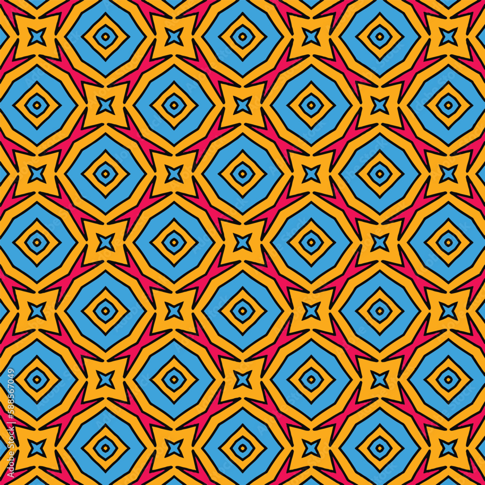 wallpapers, backgrounds, banners seamless pattern fabric motifs with black red yellow blue colors