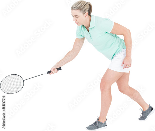 Female player holding racket