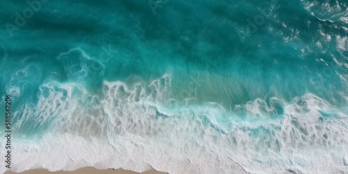 Tropical beach and sea waves captured by drone © Fernando