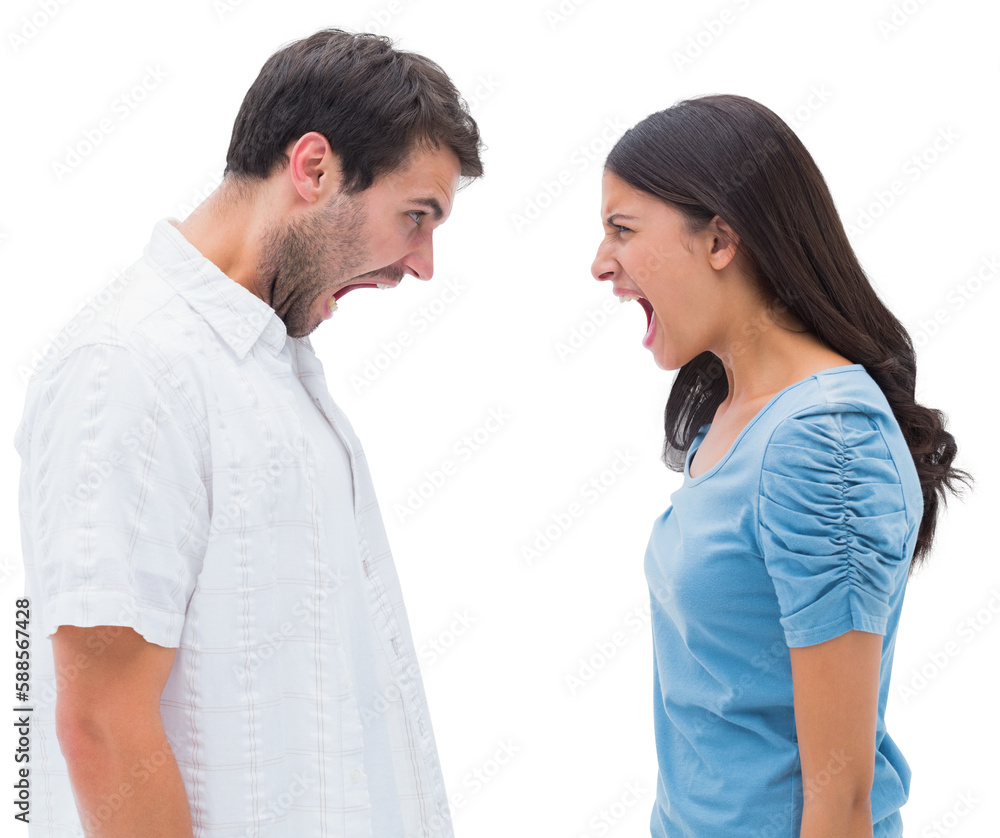 Angry couple shouting at each other Angry couple shouting at each other