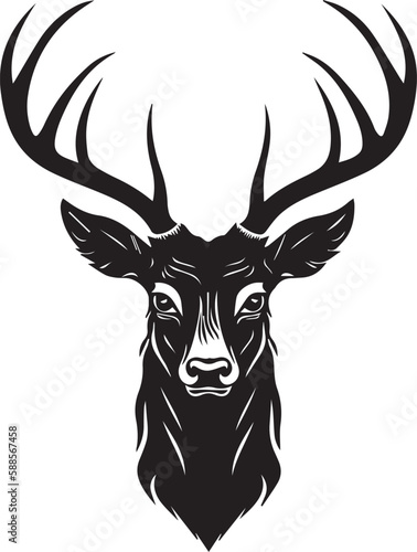 Deer head isolated on white background  Black and white  line art usable for mascot  shirt  t shirt  icon  logo  label  emblem  tatoo  sign  poster  Vintage  emblem design. Vector illustration
