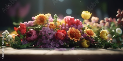 Eye-catching floral arrangement in Mother's Day spring banner © Fernando