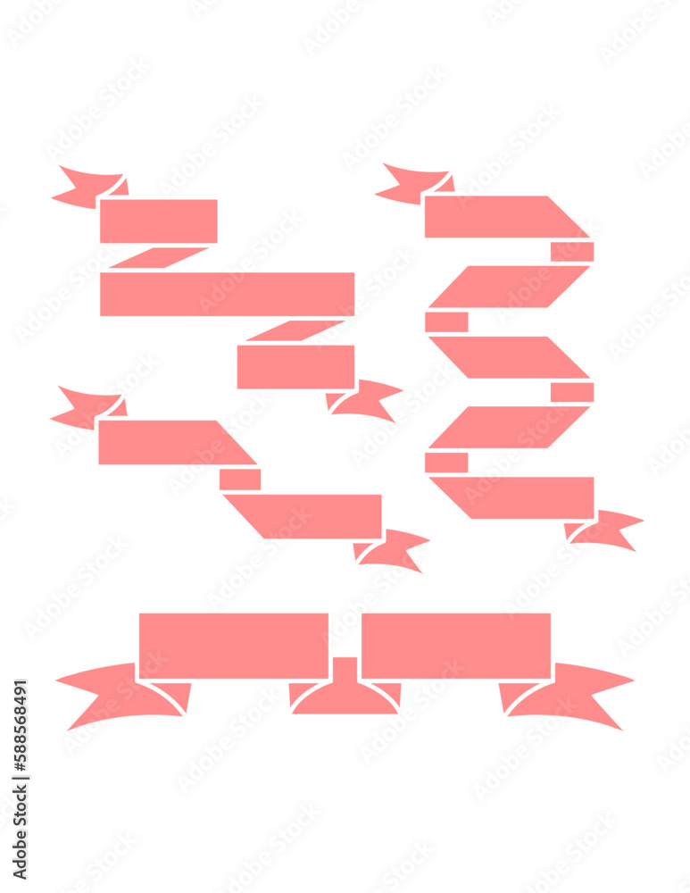 Fototapeta premium Vintage empty pink ribbon roll set template illustration