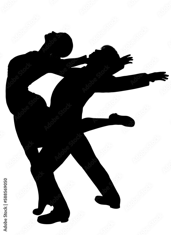 女性が男性に背を向けてダンスをしているシルエットのイラスト