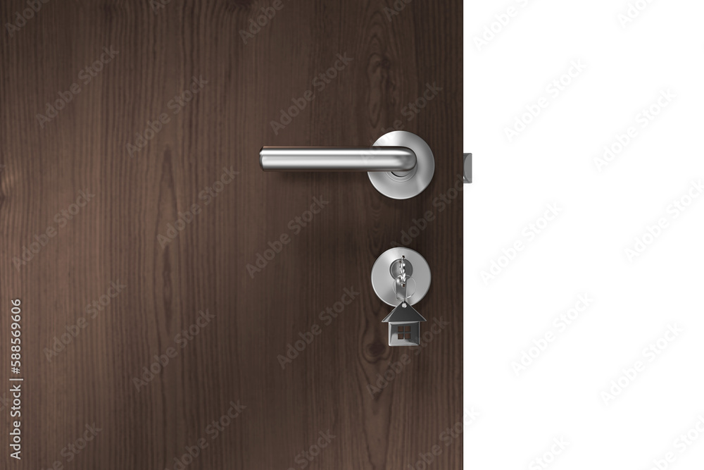 Fototapeta premium Brown door with house key