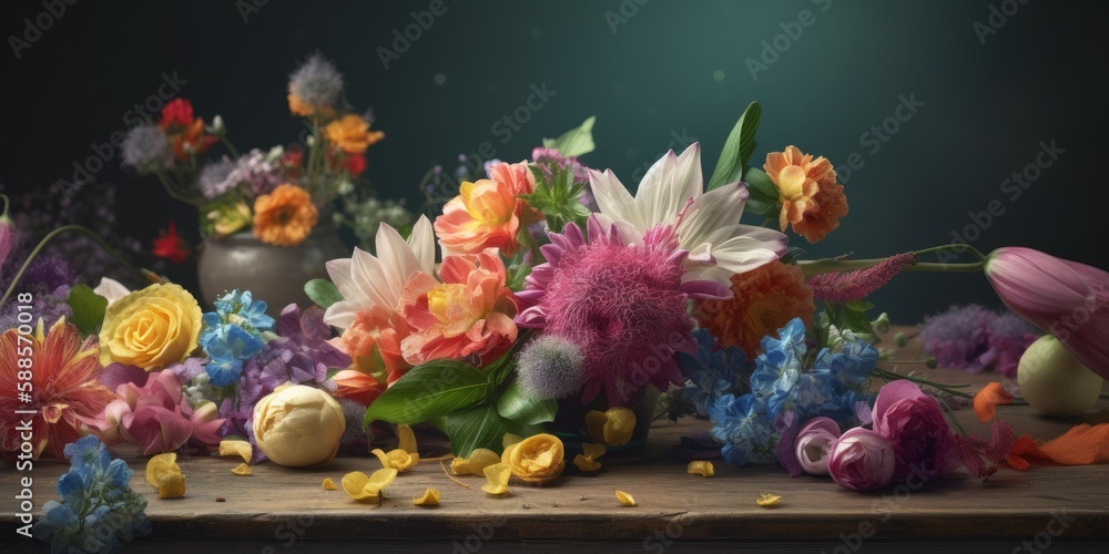 Bright, assorted flowers in Mother's Day spring banner Bright, assorted flowers in Mother's Day spring banner