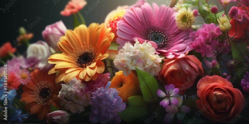 Naklejka premium Vivid spring bouquet for Mother's Day banner