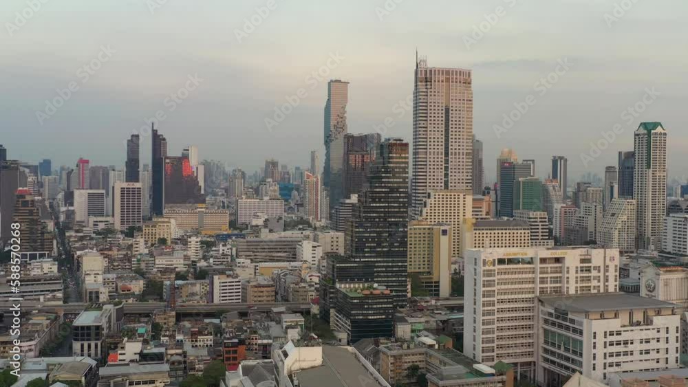 sunset time flight over bangkok city downtown aerial panorama 4k thailand sunset time flight over bangkok city downtown aerial panorama 4k thailand