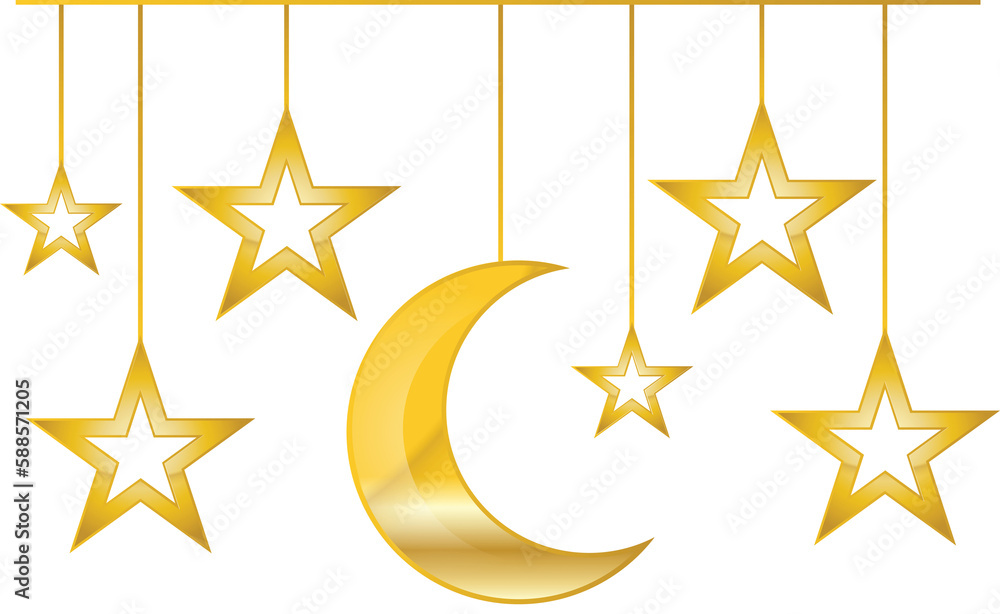 Fototapeta premium Moon and star shaped lantern icon