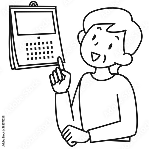 カレンダーを見て日にちを確認するシニア女性の上半身