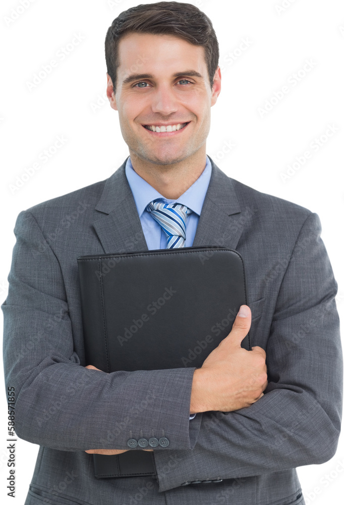 Businessman with colleagues behind in office Businessman with colleagues behind in office