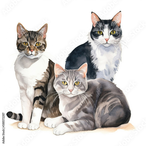 Three cats illustration