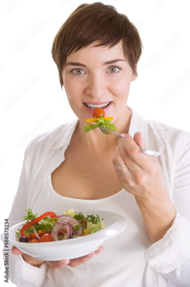 Portrait of beautiful pregnant woman eating salad Portrait of beautiful pregnant woman eating salad