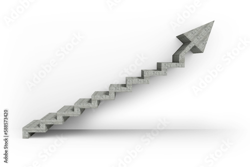 Digital composite image of gray steps moving up
