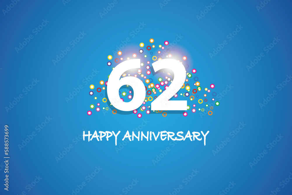 Fototapeta premium 62th anniversary on blue background