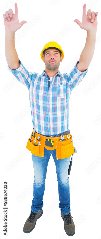 Full length of manual worker forming hand frame Full length of manual worker forming hand frame