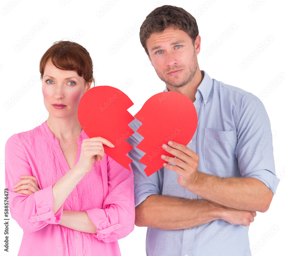 Couple holding a broken heart
