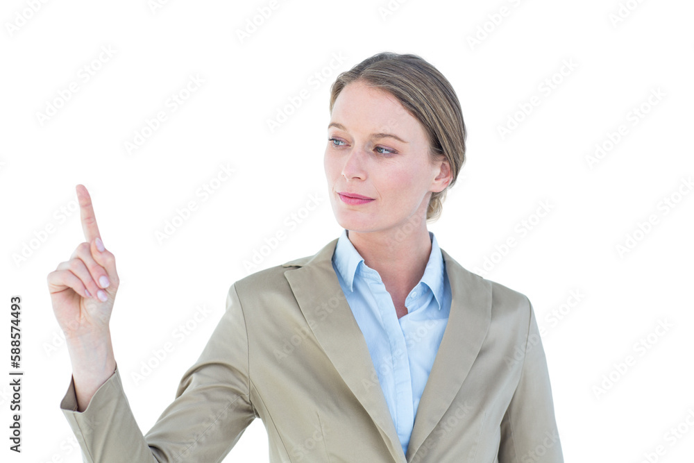 Businesswoman pointing with her finger Businesswoman pointing with her finger