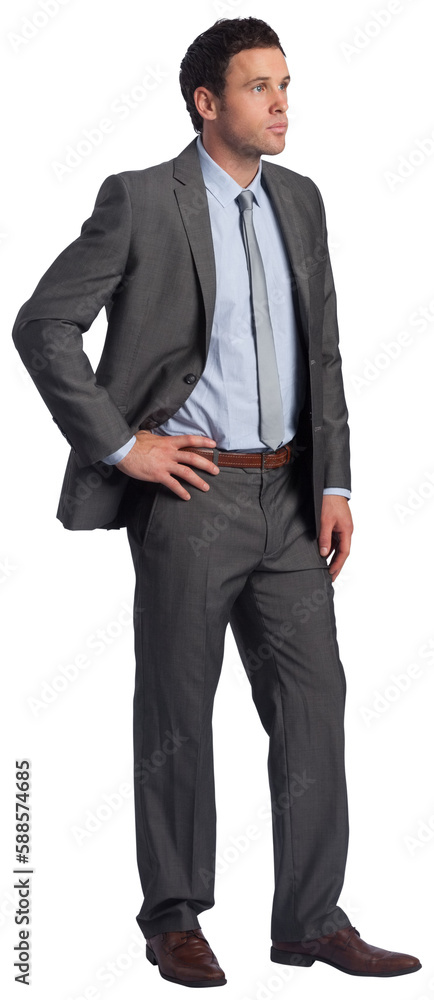 Serious businessman with hand on hip