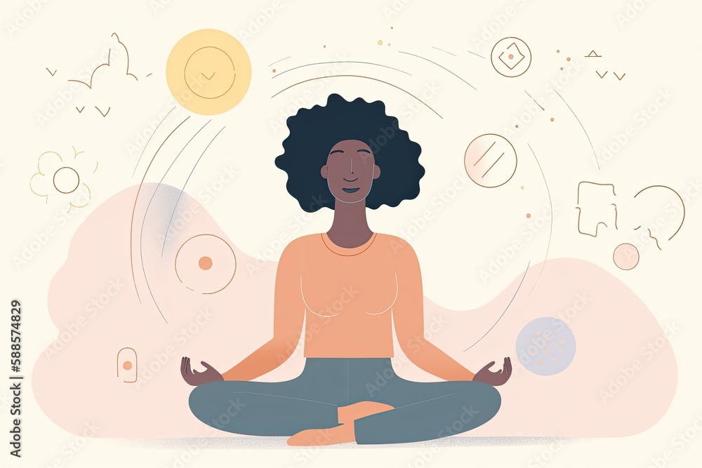 illustration that depicts the benefits of practicing meditation or mindfulness for mental and emotional well-being illustration that depicts the benefits of practicing meditation or mindfulness for mental and emotional well-being
