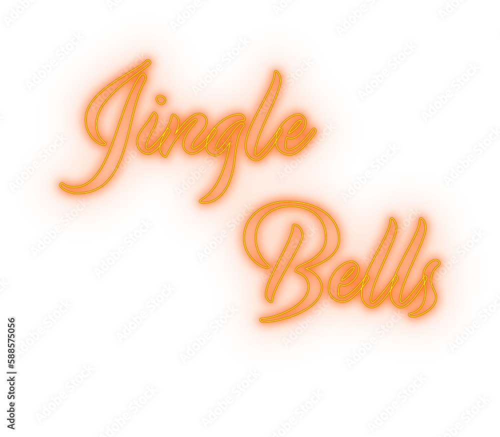 Obraz premium Digitally generated image of neon orang jingle bells text banner against white background