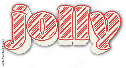 Digitally generated image of red striped jolly text banner against white background