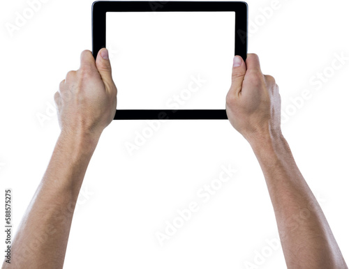Cropped hand holding digital tablet