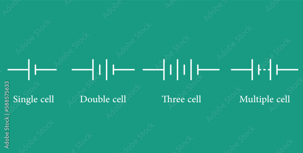 Single, double , three and multiple cell battery symbol. Vector illustration isolated on white background.