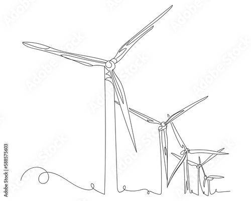 Drawn windmills on white background