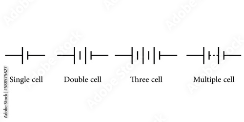 Single, double , three and multiple cell battery symbol. Vector illustration isolated on white background.