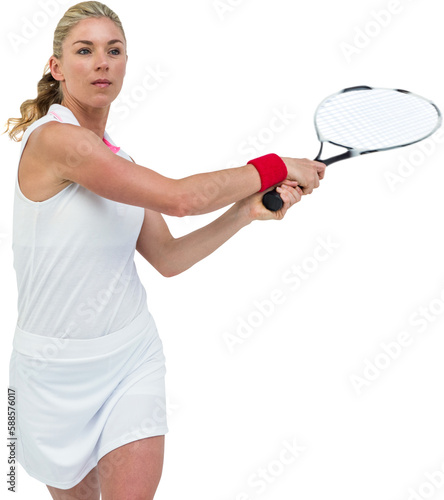 Athlete playing tennis with a racket 