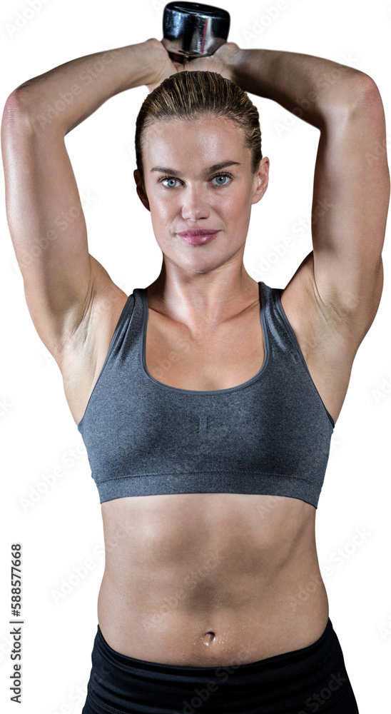 Muscular woman lifting heavy dumbbells Muscular woman lifting heavy dumbbells