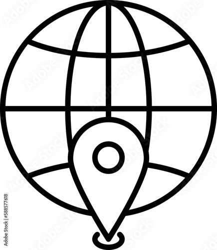 global positioning system icon, line icon style, map pin location symbol vector stock.