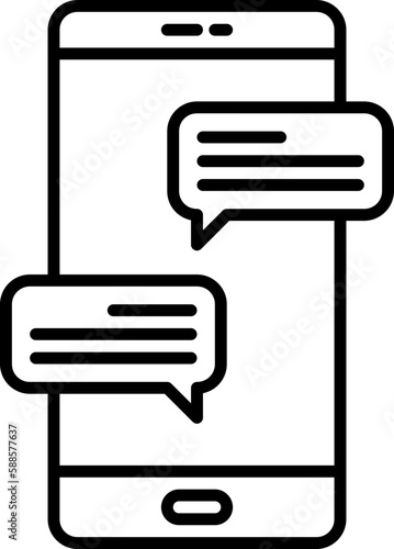 short message service icon, line icon style, instant chat message symbol vector stock.
