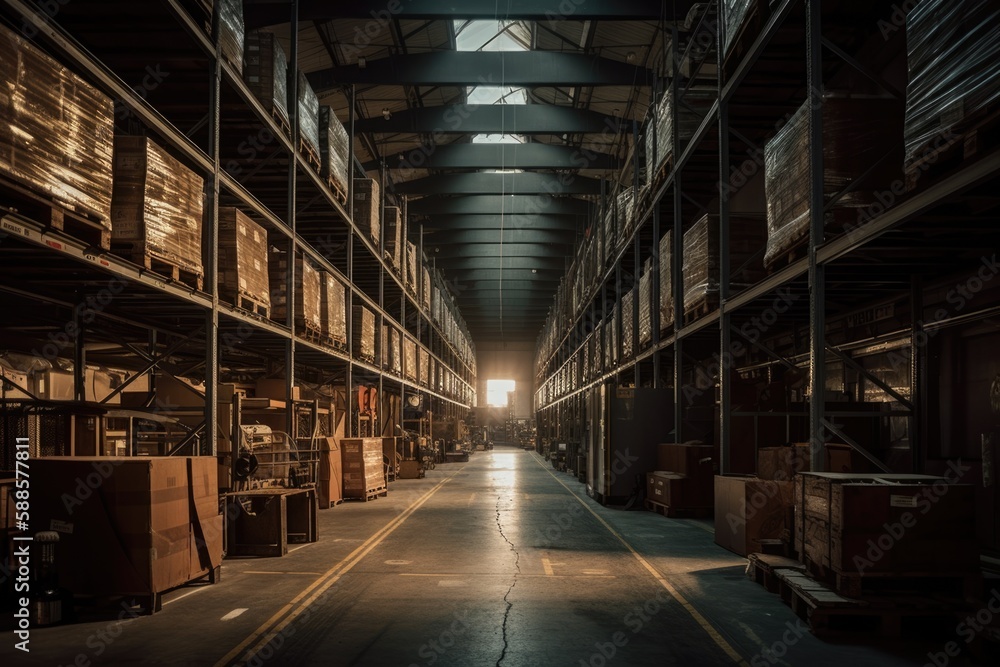 Fototapeta premium Inside a well organised warehouse