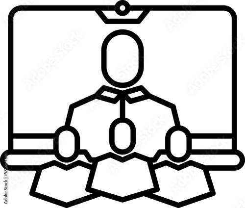 videotelephony icon, line icon style, video meeting computer symbol vector stock.