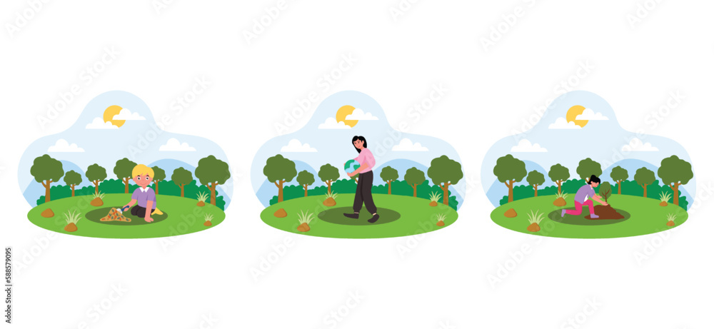 Obraz premium Earth Day Flat Bundle Design Illustration