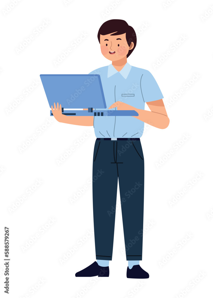 elegant businessman using laptop