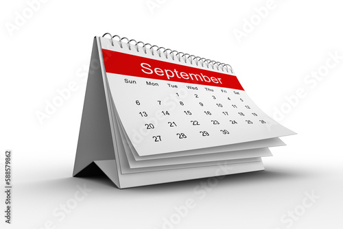 3d calendar with page of September