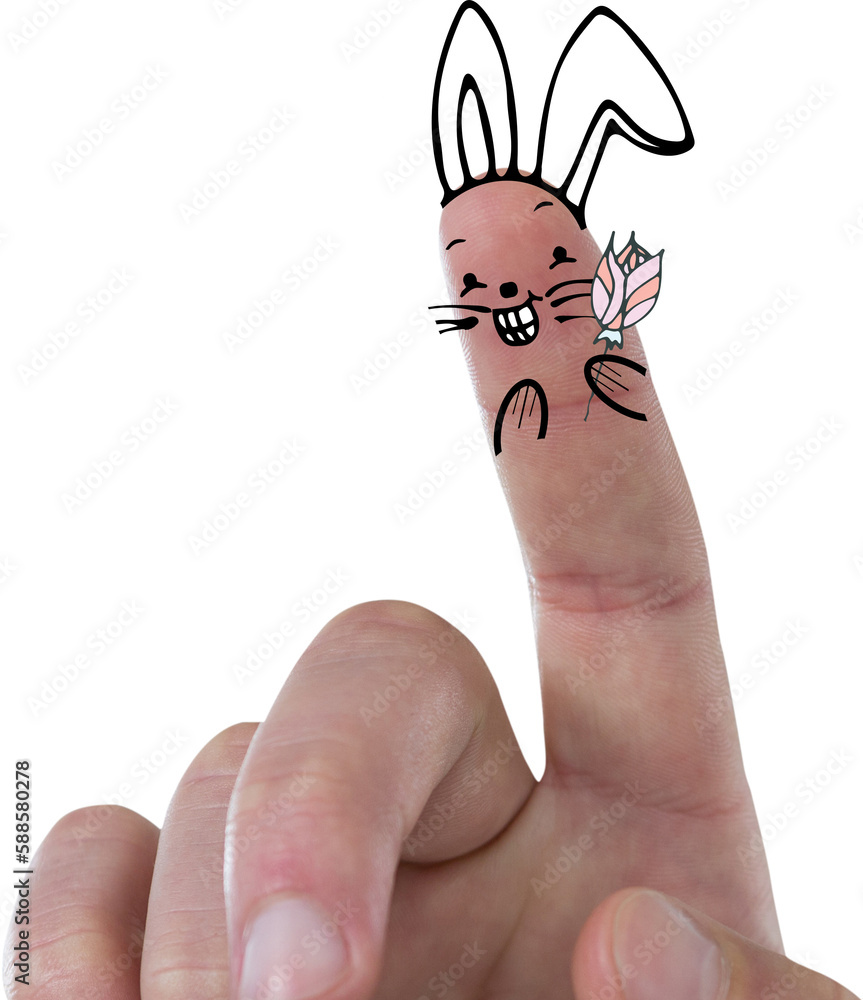 Obraz premium Vector image of fingers as Easter bunny 