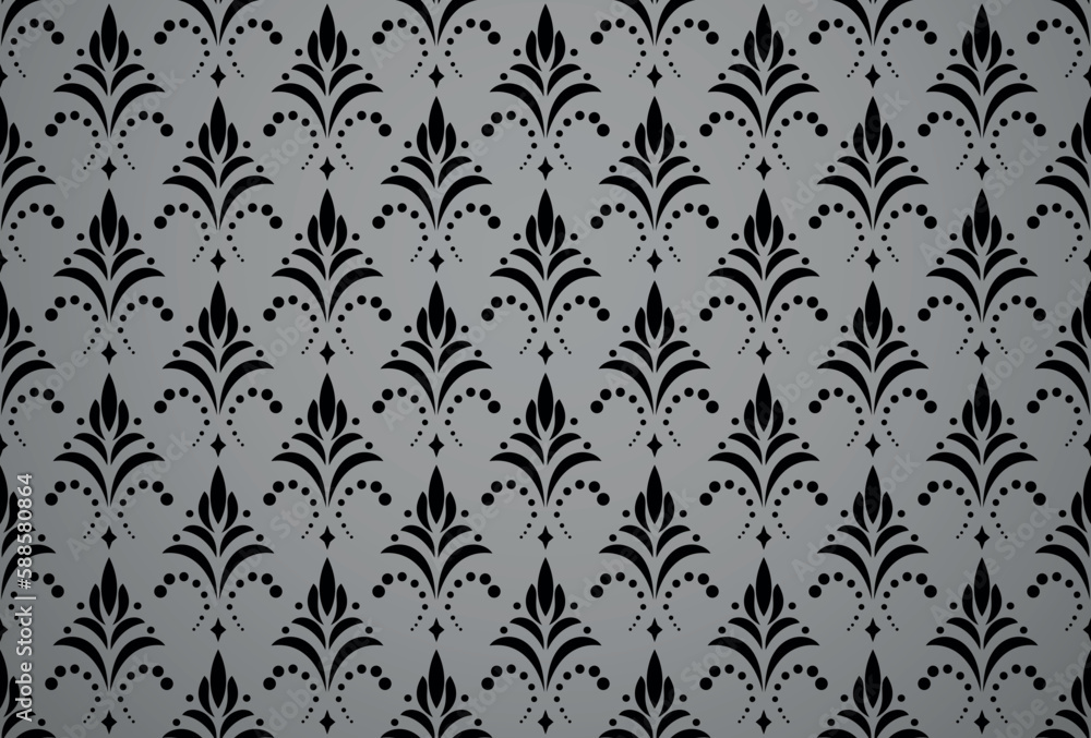 Flower geometric pattern. Seamless vector background. Black and gray ornament Flower geometric pattern. Seamless vector background. Black and gray ornament