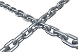 3d image of silver chains in cross shape