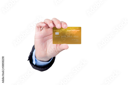 Cropped image of human hand showing bank card