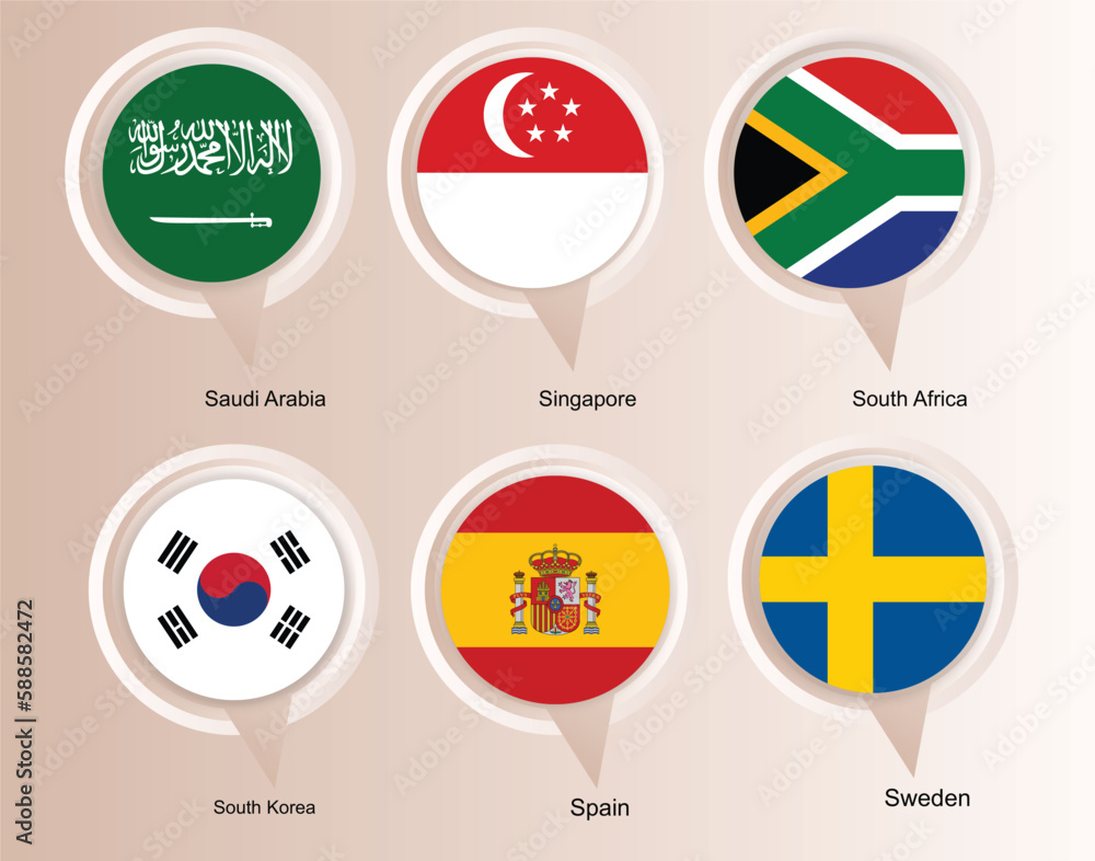 County flags, Map Marker, Map Pointer vector County flags, Map Marker, Map Pointer vector