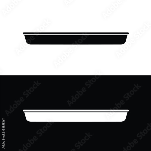 Baking sheet pan silhouette flat vector. Black and white bakeware icon for web. Collection of baking utensils for kitchen concept. Using on a oven.
