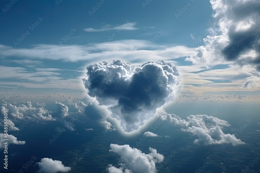 Naklejka premium heart shaped clouds, heart shaped cloud