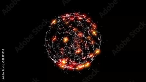 Wallpaper Mural Pulsating patches of light on a sphere consisting of white rotating joints on a black background. Torontodigital.ca